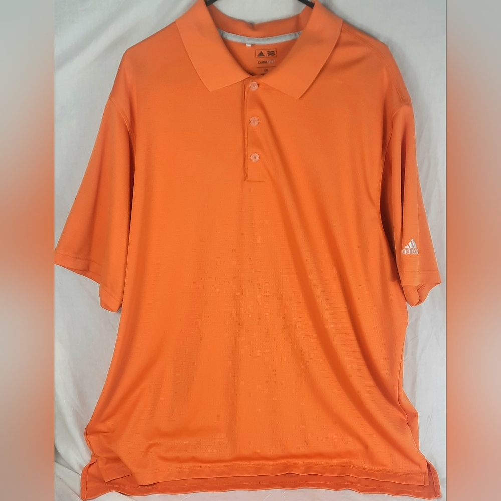 Adidas Climalite Mens Polo Golf Shirt Size 2XL Orange Short Sleeve Collared